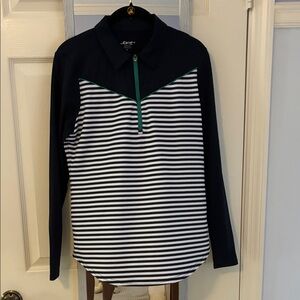 Active Navy & White Striped Long-Sleeve Polo for Kids